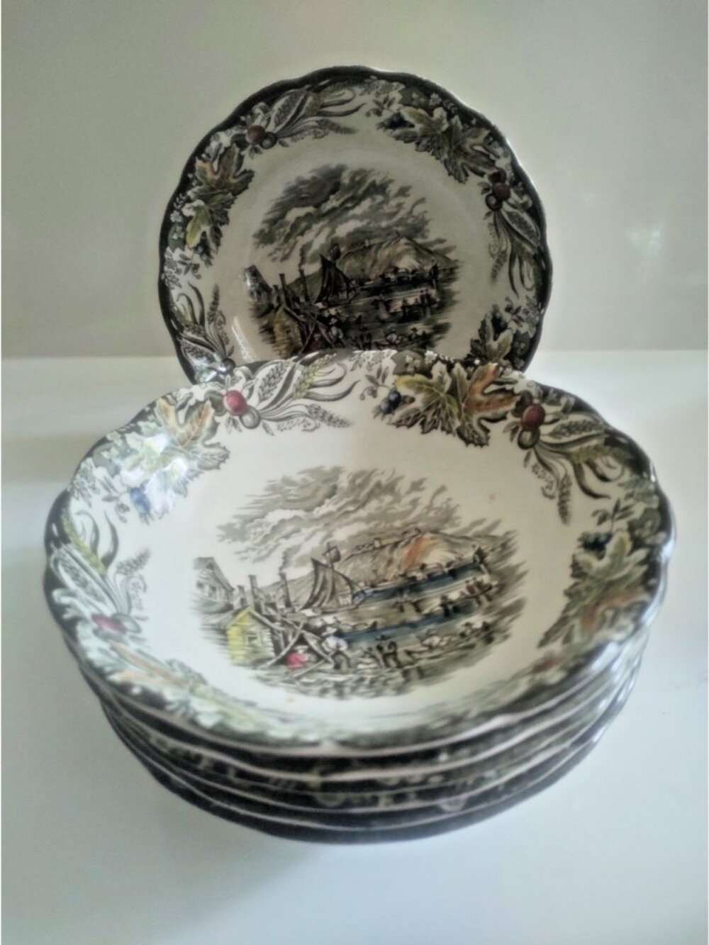 Ridgway Heritage  Cereal  bowls 6" Citadel of Kingston" set of 7